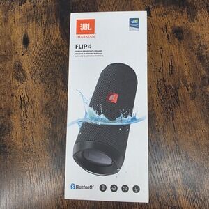 JBL HARMAN FLIP 4 PORTABLE BLUETOOTH SPEAKER & CHARGE CABLE BLACK